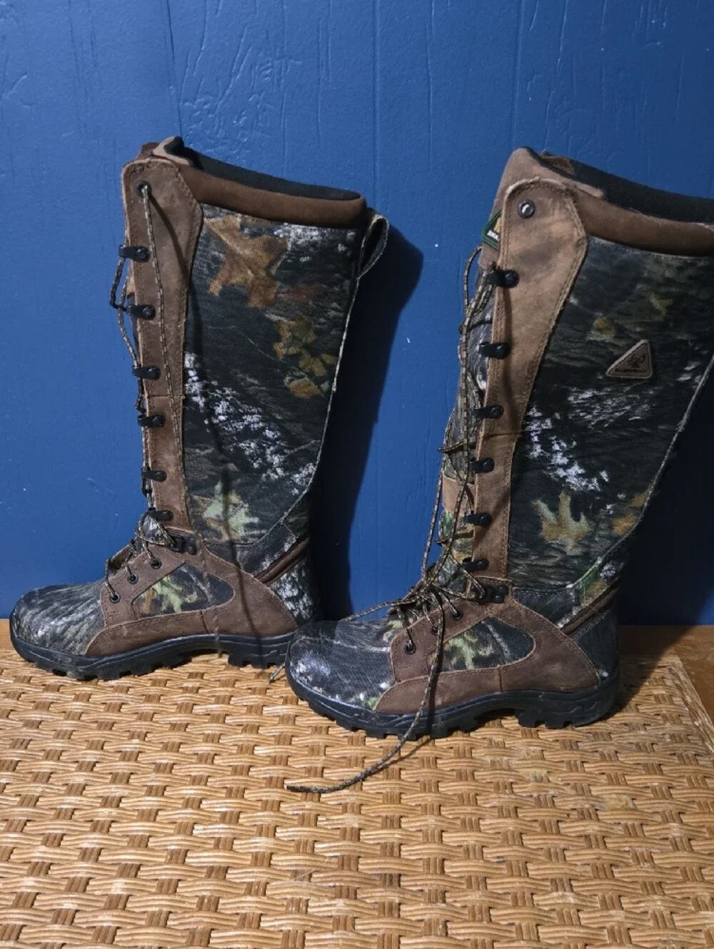 Rocky Men's Tall Lace-Up Camo Brown Snake Boots